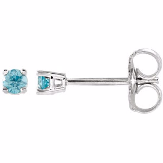 1874:70126:P 14kt White 2.5mm Round Blue Zircon Earrings