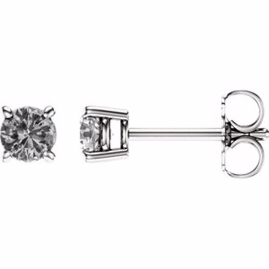 1874:70158:P 14kt White 4mm Round White Sapphire Earrings