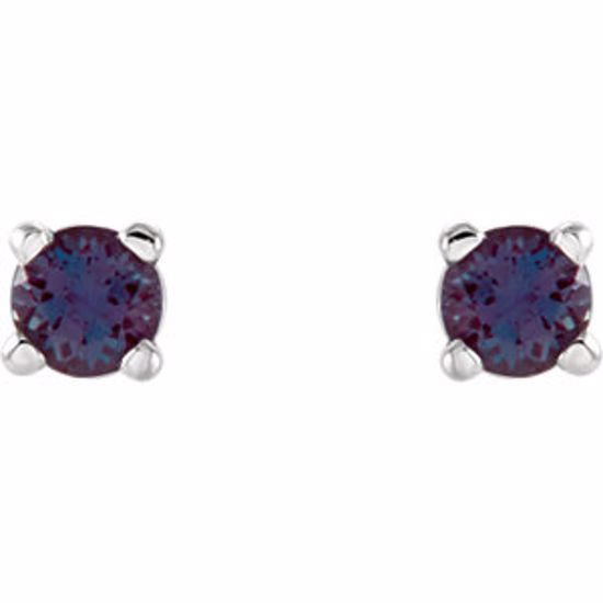 1874:70132:P 14kt White 2.5mm Round Chatham® Created Alexandrite Earrings