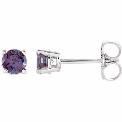 1874:70134:P 14kt White 4mm Round Chatham® Created Alexandrite Earrings