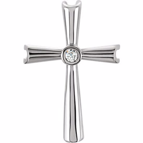 R80065D:66160:P 14kt White .04 CTW Diamond Cross Pendant