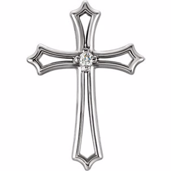 R8292D:66155:P 14kt White .015 CTW Diamond Cross Pendant