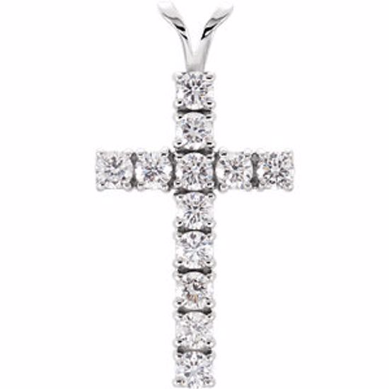 R8041D:61711:P 14kt White 1 1/5 CTW Diamond Cross Pendant