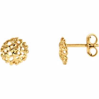 85991:1001:P 14kt Yellow 8mm Textured Stud Earrings