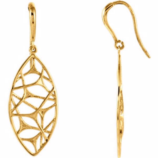 85994:1001:P 14kt Yellow Web Design Dangle Earrings