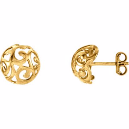 85988:1001:P 14kt Yellow Swirl Earrings