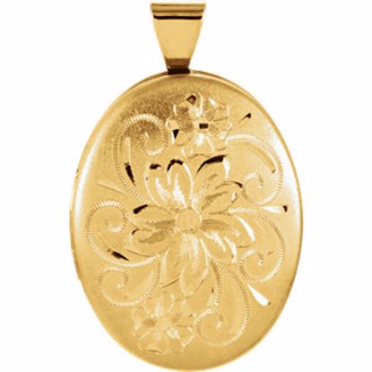 86040:1000:P 14kt Yellow Oval Flower Locket