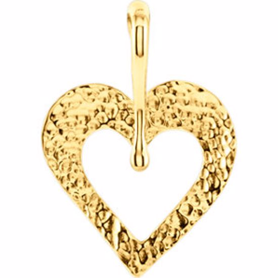 85997:1001:P 14kt Yellow Heart Pendant with Hammered Finish