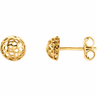 85984:1000:P 14kt White Half Ball Textured Earrings 