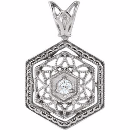 651493:60002:P 14kt White .03 CT Diamond Filigree Pendant