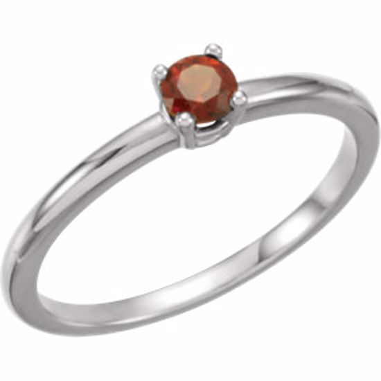 19399:101:P 14kt White Garnet Mozambique "January" Youth Birthstone Ring