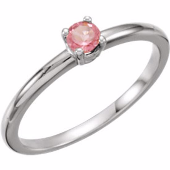 19399:119:P 14kt White Pink Tourmaline "October" Youth Birthstone Ring