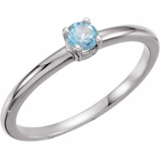 19399:123:P 14kt White Swiss Blue Topaz "December" Youth Birthstone Ring