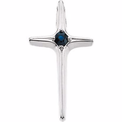 R80067S:100:P 14kt White Blue Sapphire Cross Pendant