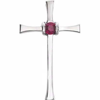 R80069R:100:P 14kt White Ruby Cross Pendant