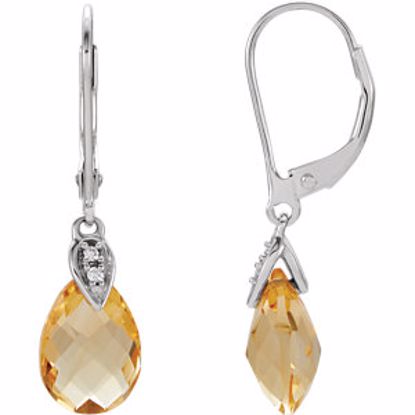 651452:101:P 14kt White Citrine & .025 CTW Diamond Earrings