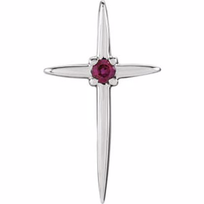 R16185R:100:P 14kt White 7.75x10mm Ruby Cross Pendant 