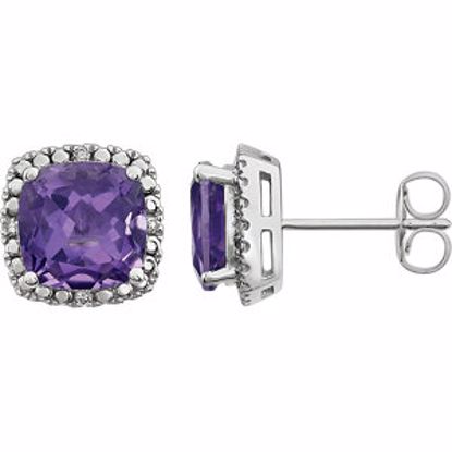 651605:100:P 14kt White Amethyst & .06 CTW Diamond Earrings