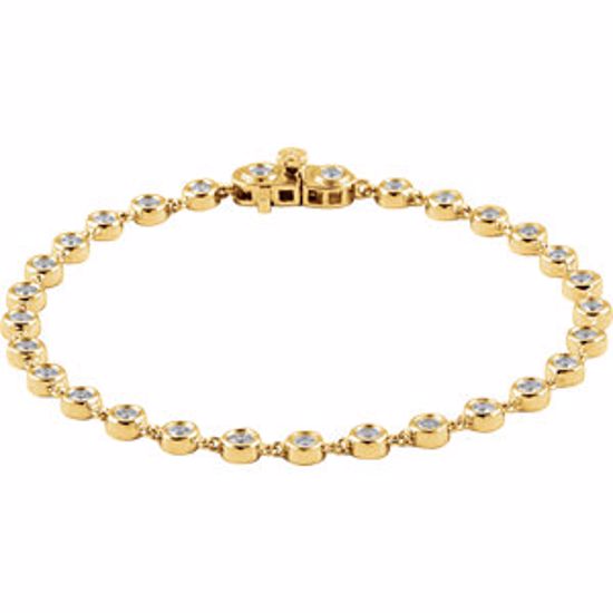 651608:60001:P 14kt Yellow 2 CTW Diamond Bezel Line 7" Bracelet