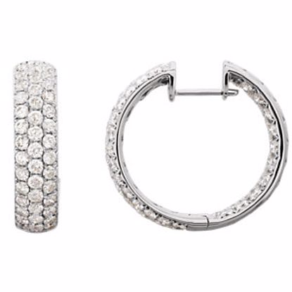 67830:60000:P 18kt White 4 CTW Diamond Inside-Outside Hoop Earrings