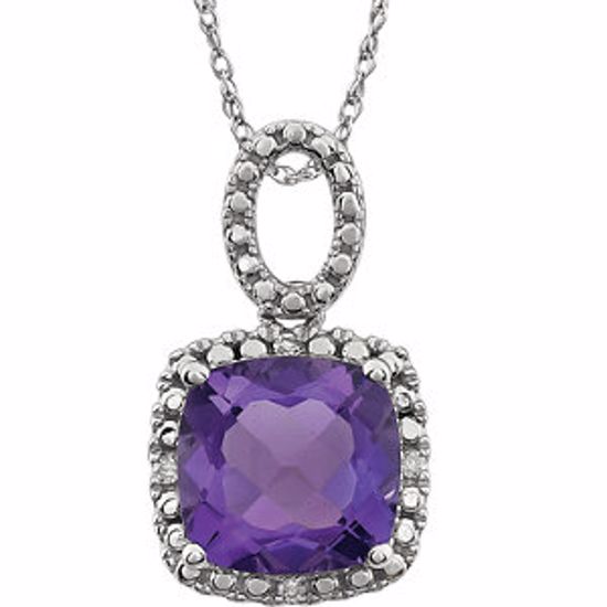 651606:100:P 14kt White Amethyst & .03 CTW Diamond 18" Necklace