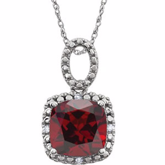 651606:105:P 14kt White Mozambique Garnet & .03 CTW Diamond 18" Necklace