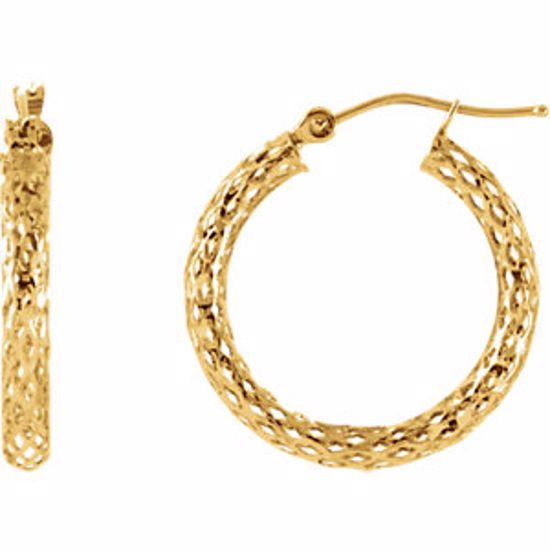 86063:1000:P Diamond Cut Hoop Earrings