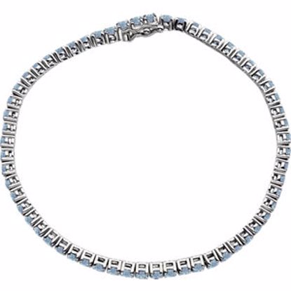 651204:60003:P 14kt White Aquamarine Line 7.25" Bracelet