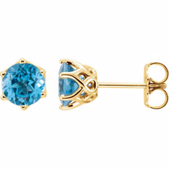 28808:70001:P 14kt Yellow 6mm Swiss Blue Topaz Round Earrings