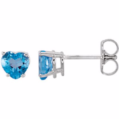 61734:70004:P 14kt White Swiss Blue Topaz Heart Earrings