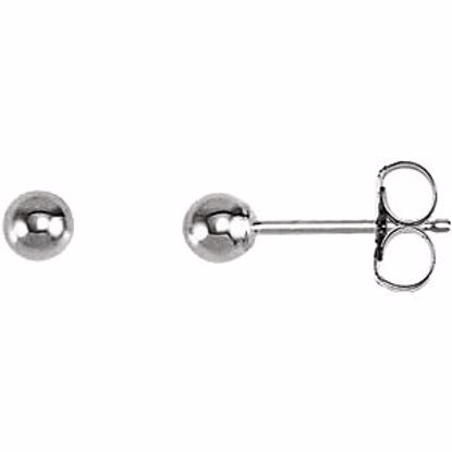 20865:1006:P 14kt White 3mm Ball Earrings