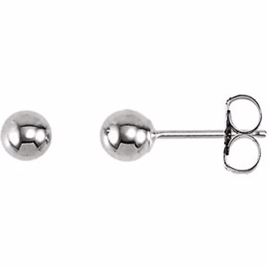 20865:1007:P 14kt White 4mm Ball Earrings