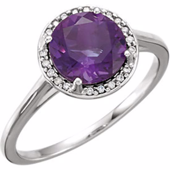 71632:70002:P 14kt White Amethyst & .05 CTW Diamond Ring