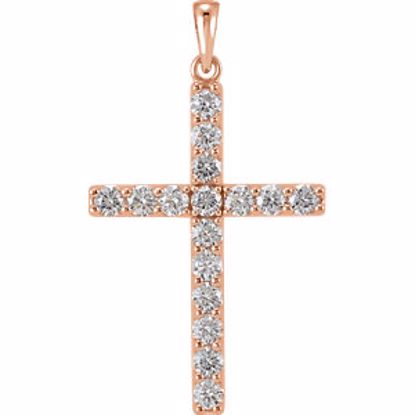 R42308:10025:P 14kt Rose 1/3 CTW Diamond Cross Pendant