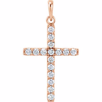 R42308:10027:P 14kt Rose 1/2 CTW Diamond Cross Pendant