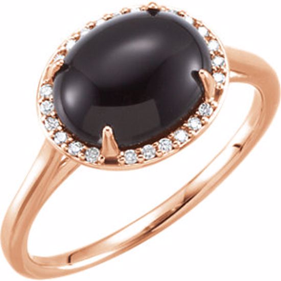 71633:70002:P 14kt Rose Onyx & .06 CTW Diamond Ring