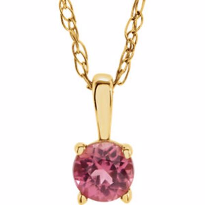 28393:70022:P 14kt Yellow Pink Tourmaline 14" Necklace