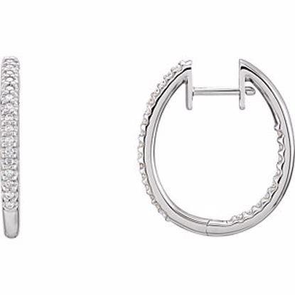 61378:60010:P 14kt White 1/4 CTW Diamond Hinged Inside/Outside Hoop Earrings