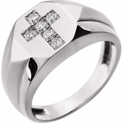 651626:60000:P 14kt White 1/4 CTW Diamond Men's Ring