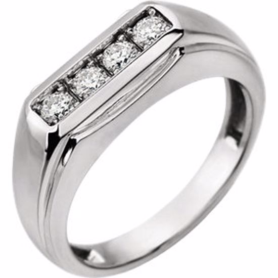 651625:60000:P 14kt White 3/8 CTW Diamond Men's Ring