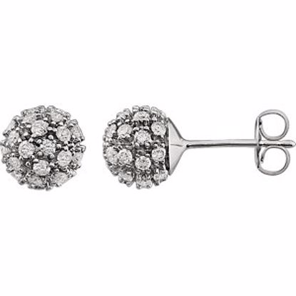 651615:60002:P 14kt White 3/4 CTW Diamond Cluster Earrings