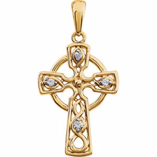 651616:60000:P 14kt Yellow .05 CTW Diamond Cross Pendant