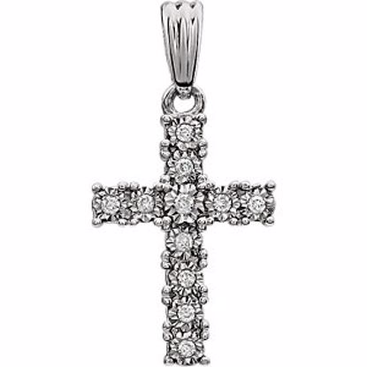 651617:60001:P 14kt White .08 CTW Diamond Cross Pendant