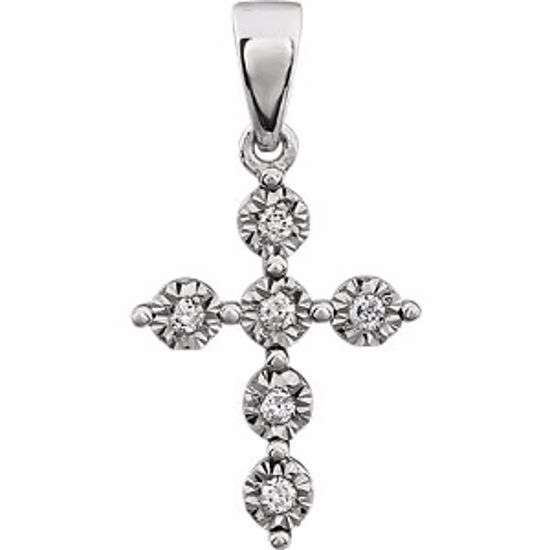 651618:60000:P 14kt White .06 CTW Diamond Cross Pendant