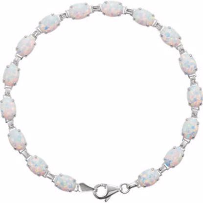 651635:100:P 14kt White Created Opal Line Bracelet