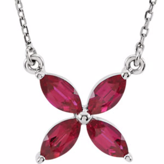 85949:104:P 14kt White Chatham® Created Ruby 16" Necklace