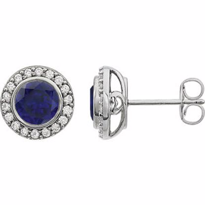 651640:100:P Sterling Silver Dark Blue Cubic Zirconia Earrings