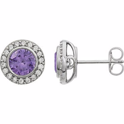 651640:104:P Sterling Silver Purple Cubic Zirconia Earrings