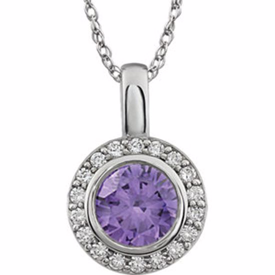 651641:101:P Sterling Silver Purple Cubic Zirconia 18" Necklace