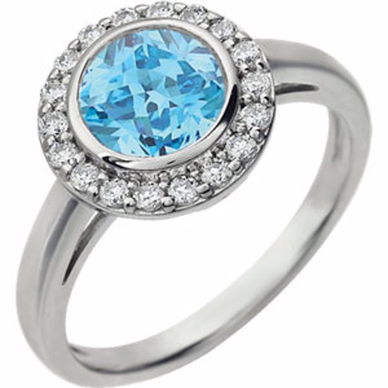 651639:102:P Sterling Silver Light Blue Cubic Zirconia Ring